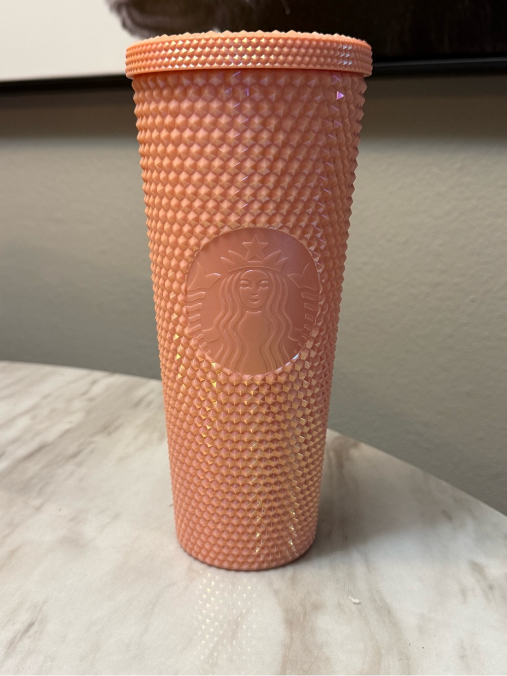 Starbucks pink studded textured tumbler travel cup coffee & tea theme w/ lid